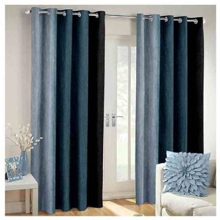                       Styletex Polyester Window Curtain Black Pack of 2 Pcs                                              