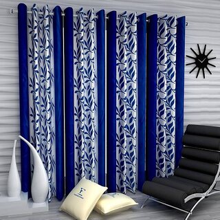                       Styletex Polyester Window Curtain Blue Pack of 4 Pcs                                              