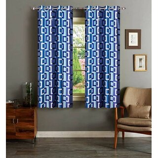                       Styletex Polyester Window Curtain Blue Pack of 2 Pcs                                              