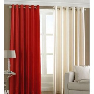                       Styletex Polyester Window Curtain Red Pack of 2 Pcs                                              