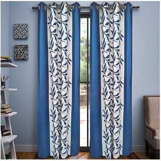                       Styletex Polyester Window Curtain Blue Pack of 2 Pcs                                              