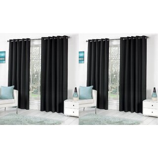                       Styletex Polyester Window Curtain Black Pack of 4 Pcs                                              