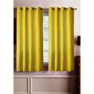                       Styletex Polyester Window Curtain Yellow Pack of 2 Pcs                                              