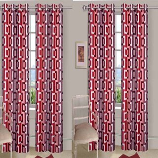                       Styletex Polyester Window Curtain Maroon Pack of 4 Pcs                                              