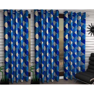                       Styletex Polyester Window Curtain Blue Pack of 3 Pcs                                              