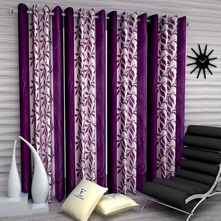                       Styletex Polyester Window Curtain Purple Pack of 4 Pcs                                              