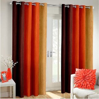                       Styletex Polyester Window Curtain Orange Pack of 2 Pcs                                              