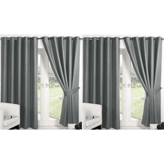 Styletex Polyester Long Door Curtain Grey Pack of 4 Pcs Styletex Polyester Long Door Curtain Grey Pack of 4 Pcs