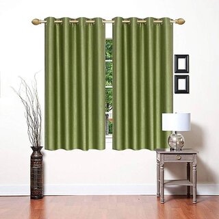 Styletex Polyester Window Curtain Green Pack of 2 Pcs