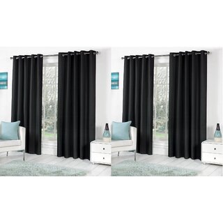                       Styletex Polyester Long Door Curtain Black Pack of 4 Pcs                                              