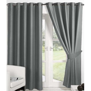                       Styletex Polyester Long Door Curtain Grey Pack of 2 Pcs                                              
