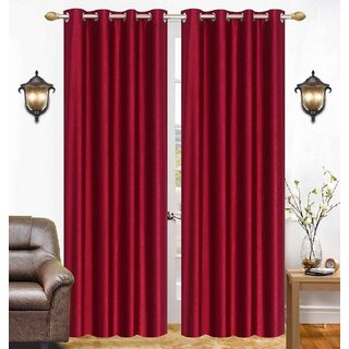                       Styletex Polyester Long Door Curtain Maroon Pack of 2 Pcs                                              