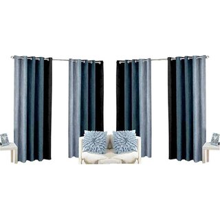                       Styletex Polyester Door Curtain Black Pack of 4 Pcs                                              