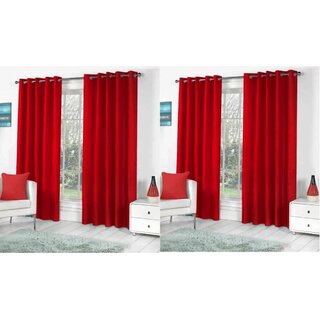                       Styletex Polyester Long Door Curtain Red Pack of 4 Pcs                                              