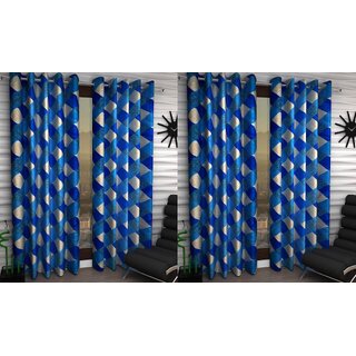                       Styletex Polyester Long Door Curtain Blue Pack of 4 Pcs                                              