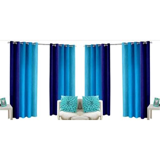                       Styletex Polyester Long Door Curtain Blue Pack of 4 Pcs                                              