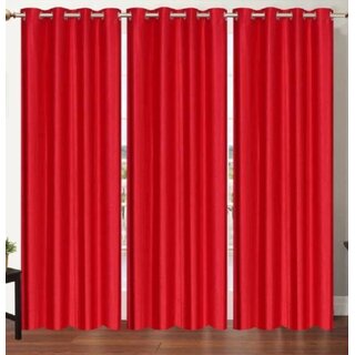                       Styletex Polyester Window Curtain Red Pack of 3 Pcs                                              