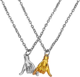 M Men Style  Pinky Promise  Best Friends Necklace  Silver And Gold   Zinc And MetalPendant Chain