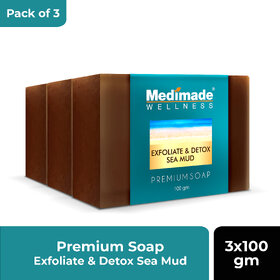 Medimade Exfoliate & Detox Sea Mud Premium Soap - 100 gm X 3 ( Pack of 3 )