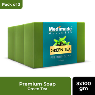                       Medimade Green Tea  Premium Soap - 100 gm X 3 ( Pack of 3 )                                              