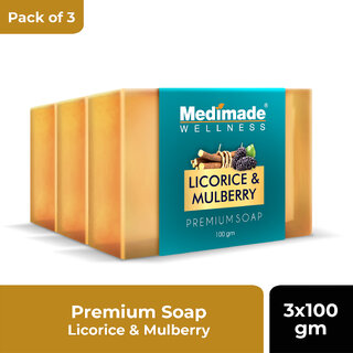                       Medimade Licorice & Mulberry Premium Soap - 100 gm X 3 ( Pack of 3 )                                              