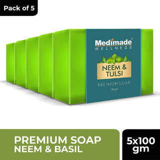                       Medimade Neem & Tulsi Premium Soap - 100 gm X 5 ( Pack of 5 )                                              