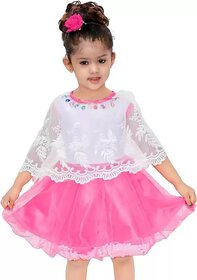 NFC FASHIONS Girls Midi/Knee Length Festive/Wedding Dress (Pink, Fashion Sleeve)