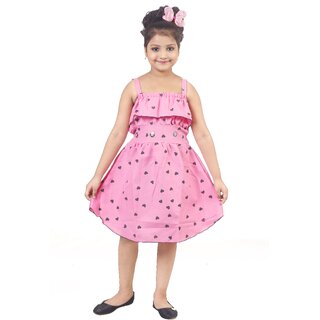                       NFC FASHIONS Girls Below Knee Festive/Wedding Dress (Pink, Sleeveless)                                              