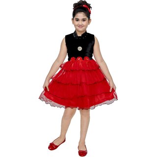                       The Panda Ant Girls Midi/Knee Length Party Dress (Multicolor, Sleeveless)                                              