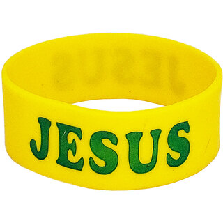                       M Men Style Religious Catholic Jewelry  Alphabet  Jesus  Yellow Selecone Bracelet For Men And Women                                              