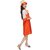 NFC FASHIONS Girls Below Knee Party Dress (Orange, 3/4 Sleeve)
