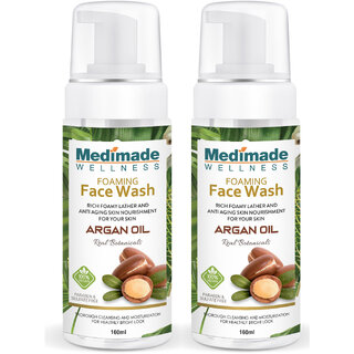                       Medimade Moroccan Argan Oil Foaming Face Wash - 160 ml X 2 ( Pack of 2 )                                              