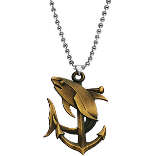                       M Men Style  Ocean Nautical Anchor Dolphin Sea-life  Bronze   Zinc Metal  Pendant Necklace Chain                                              
