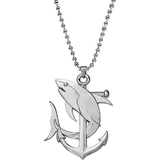                       M Men Style  Ocean Nautical Anchor Dolphin Sea-life  Silver  Zinc Metal Pendant Necklace Chain                                              