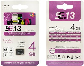 SE.13 MICROSD 4GB MEMORY CARD (Read Speed UP to 70MB/s Write Speed UP to 20MB/s)