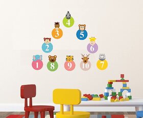 Wall Stickers Cute Animals with Numbers and Masha for Kids