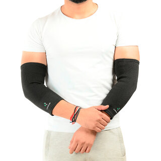                      Elbow Support Small Pack of 2 Black Elbow Sleeves Band for Pain Relief for Men and Women                                              