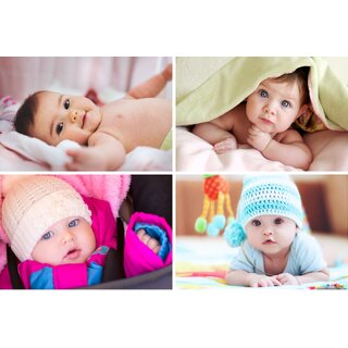                       Craft Qila Exclusive Cute Smiling Baby Posters for Pregnant Women Room Decor CQ08 (Size : 45 cm x 30 cm) Pack of 4                                              