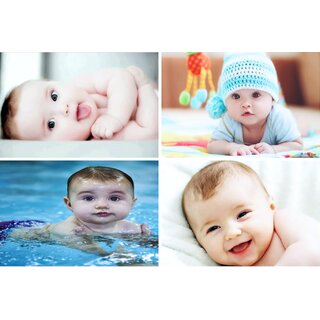                       Craft Qila Exclusive Cute Smiling Baby Posters for Pregnant Women Room Decor CQ19(Size : 45 cm x 30 cm) Pack of 4                                              