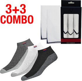 Combo of 3 Pairs of Socks with 3 Cotton Handkerchiefs