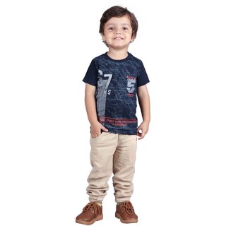                       Kid Kupboard  Regular-Fit  Baby Boys  Solid  Black  T-Shirt  Cotton  Pack of 1  Half-Sleeves                                              