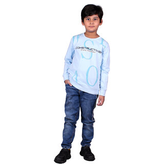                       Kid Kupboard  Regular-Fit  Boys  Solid  Sky Blue  T-Shirt  Cotton  Pack of 1  Full-Sleeves                                              