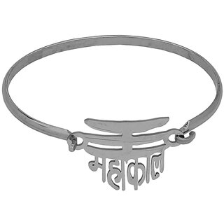                       M Men Style  Religious Lord Shiv Mahakal Cuff  Kada  Silver  Stainless Steel  Bracelet  For Men                                              