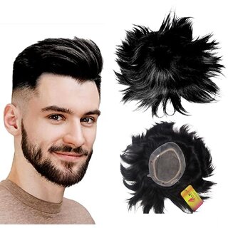 Buy RIDHI INDUSTRIES WIG HOUSE Hair Patch for Men 10x7 | Model:Miraj | 100%  Human Miraj Hair for Men Tape/Glue(Black) Online - Get 57% Off