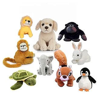                       Galaxy World Soft Plush Stuffed Assorted Animal Toys for Kids  Gifts (Multicolor and Assorted Animals)-Pack of 11                                              