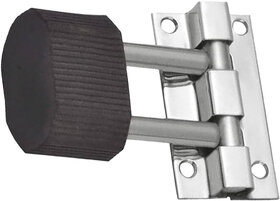 Rawk Stainless Steel Door Stopper Double Floor Door Stoppers with Rubber Tip Bottom, for Home, Office (Pack of 1)