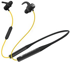 Zebronics ZEB-YOGA Wireless Bluetooth Supporting Earphone With Neckband Supports Magnetic Switch Control Dual Pairing Call Function Voice Assistant Water Resistant amp Upto 21hrs Playback Time (Black)