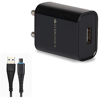 ZEBRONICS Zeb-MA5211 USB Charger Adapter with 1 Metre Micro USB Cable Fast Charge for Mobile Phone/Tablets (Black)