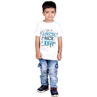 Kid Kupboard  Regular-Fit  Baby Boys  Solid  White  Casual  T-Shirt  Cotton  Pack of 1  Half-Sleeves