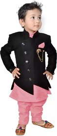 NFC Fashions Pink Art Silk Solid Kurt Payjama for Boys